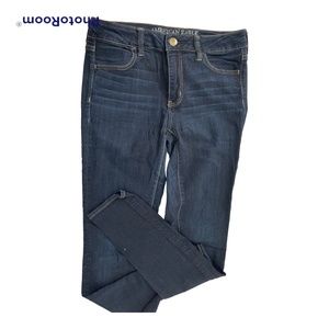 AMERICAN EAGLE SUPER SUPER STRETCH JEGGINGS, DARK WASH